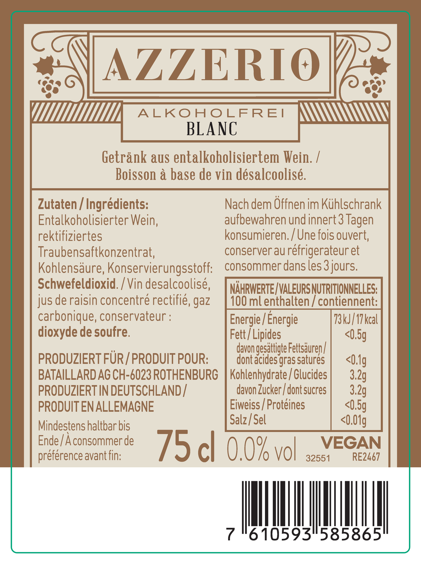 Still Blanc 0.0% Rückenetikett